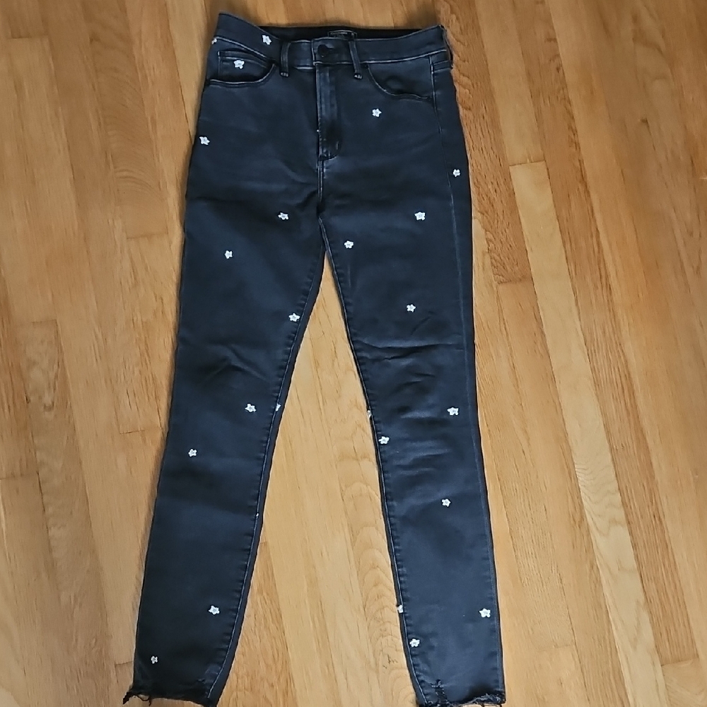 Abercrombie and Fitch Women's Black Embroidered Jeans